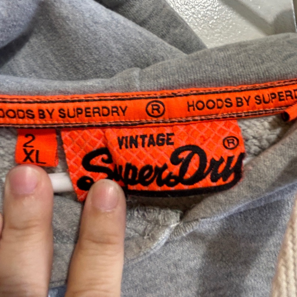 Superdry Vintage JPN Hoodie Mens 2XL Gray Graphic Pullover Sweatshirt - Picture 5 of 8